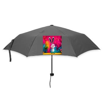 Cartoon Kaninchen im bunten Dschungel - Regenschirm (klein) - Grau - Vorne