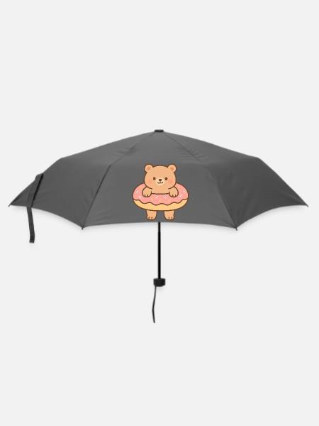 Kleiner schwimmender Bär - Regenschirm (klein) - Grau