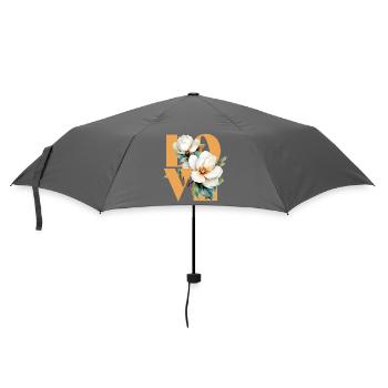 Elegantes Magnolien-Blumen-Design - Regenschirm (klein) - Grau - Vorne