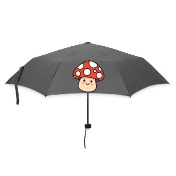 Kawaii Toadstool – Cheerful Mushroom - Umbrella (small) - grey - Front
