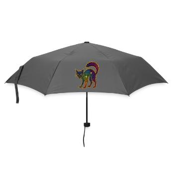 Galaktische Glitzerkatze zu Halloween - Regenschirm (klein) - Grau - Vorne