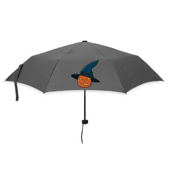 Hexenhut Kürbis Jack O Laterne - Regenschirm (klein) - Grau - Vorne