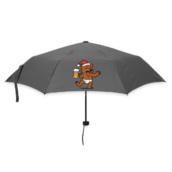 Noël Ours Cheers Bière Père Noël Chapeau Berlin - Parapluie standard - bruyère - Devant