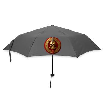 Goldener Totenkopf und roter Kreis Gitarre - Regenschirm (klein) - Grau - Vorne