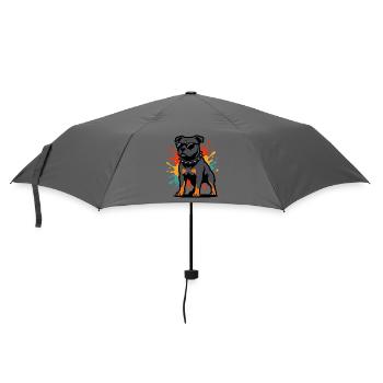 Explosion de couleurs Staffordshire Chien avec des lunettes - Parapluie standard - bruyère - Devant