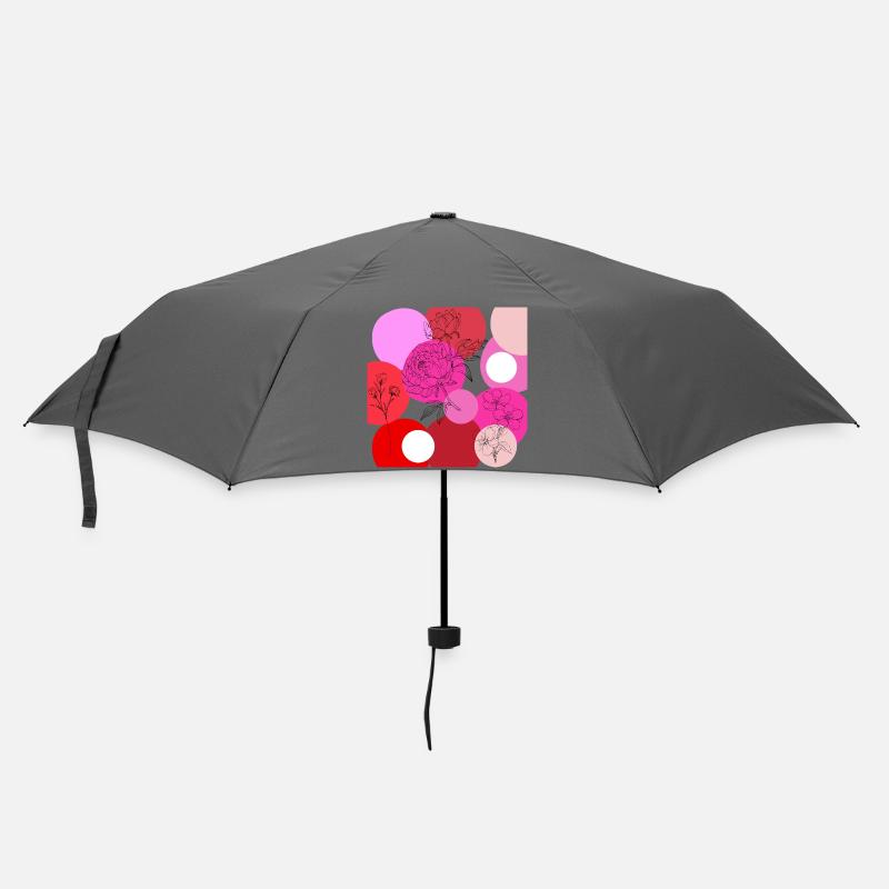 Florale Linien über Farbkreise - Regenschirm (klein) - Grau