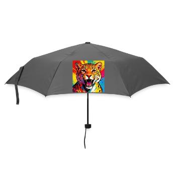 Leopard Pop Art Farbexplosion - Regenschirm (klein) - Grau - Vorne