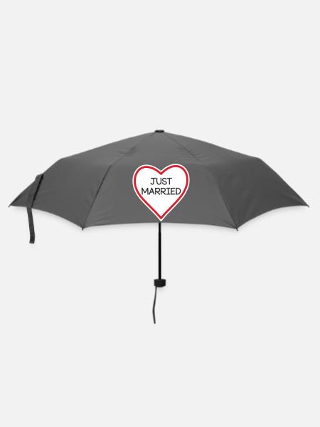 Herzbanner Just Verheiratet - Regenschirm (klein) - Grau