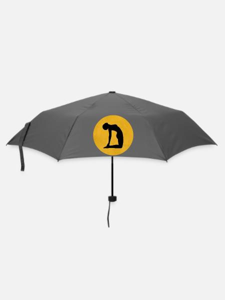 Kamel Yoga Pose Silhouette Sonne Design - Regenschirm (klein) - Grau