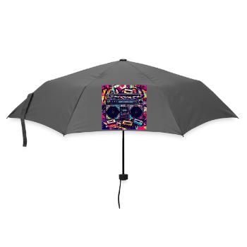 Boombox Graffiti Neon Retro - Umbrella (small) - grey - Front