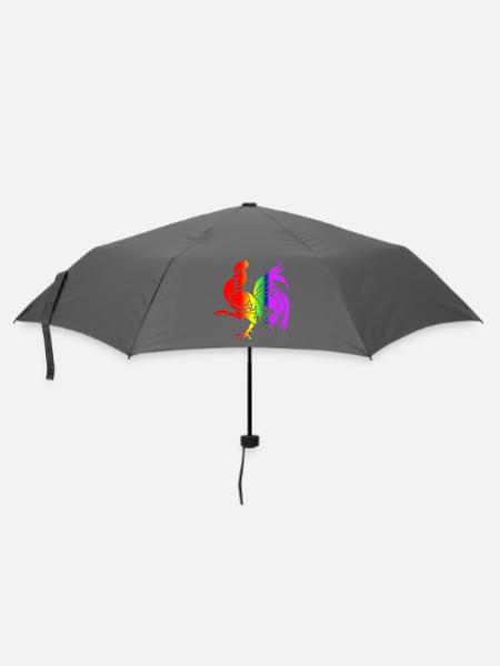 Bunter Regenbogenhahn - Regenschirm (klein) - Grau