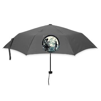 Astronaut fishing on the moon space design - Umbrella (small) - grey - Front