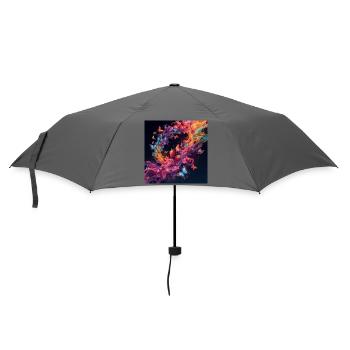 Bunte Beeren und Schmetterlinge - Regenschirm (klein) - Grau - Vorne