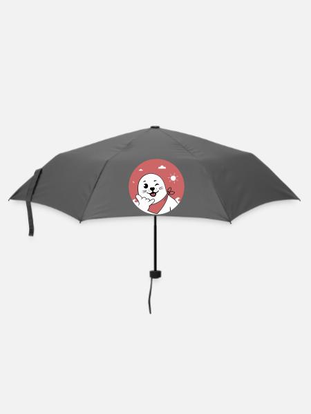 Zwinkerndes Robbenzeichen mit einem Bandana und werfendem Shaka-Zeichen - Regenschirm (klein) - Grau