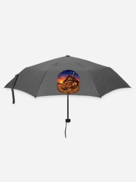 Sonnenuntergang Bäckerhaus - Regenschirm (klein) - Grau