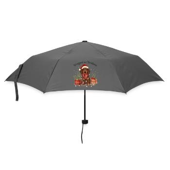 Dachshund Christmas Wrapped in Christmas - Umbrella (small) - grey - Front