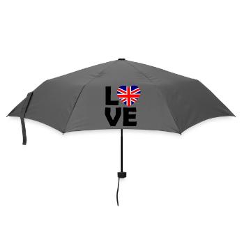 UK Flaggenherz - Regenschirm (klein) - Grau - Vorne