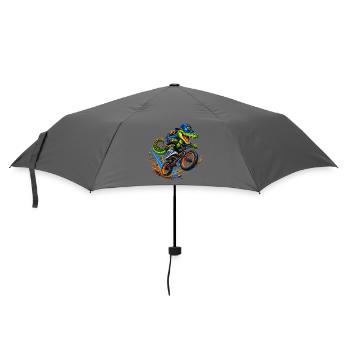 Krokodil BMX – Cooles Freestyle Bike Motiv - Regenschirm (klein) - Grau - Vorne