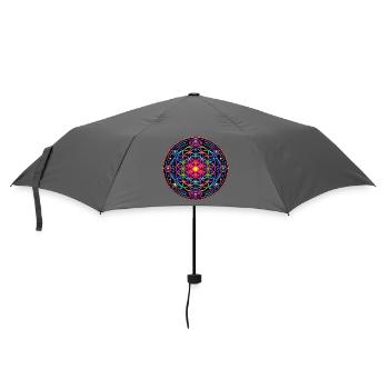 Psy Circle Neon Mandala - Regenschirm (klein) - Grau - Vorne