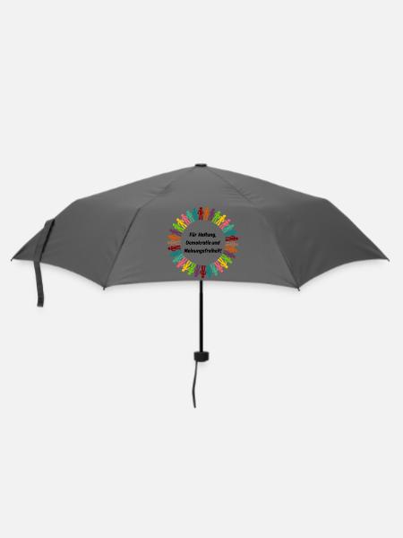 FÜR HALTUNG, DEMOKRATIE UND MEINUNGSFREIHEIT! - Regenschirm (klein) - Grau