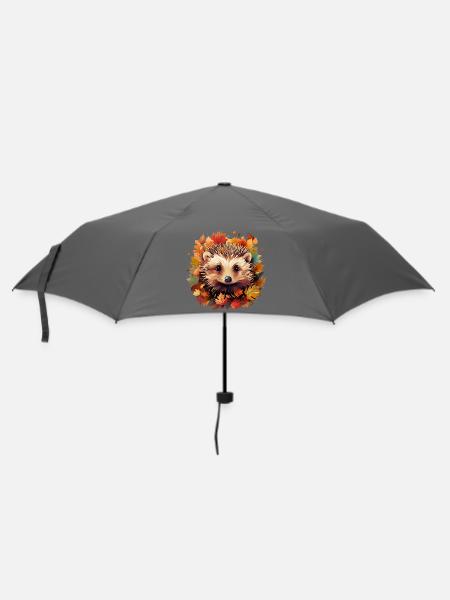 Süsser Igel Herbst Naturliebhaber Design - Regenschirm (klein) - Grau