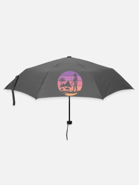Horus, Falkengott — ägyptischer pinker Sonnenuntergang - Regenschirm (klein) - Grau