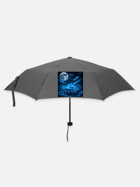 Mondnacht über dem Gruftfeld - Regenschirm (klein) - Grau