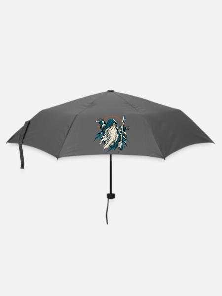 Odin Allvater Raben Huginn Muninn Wikinger - Regenschirm (klein) - Grau