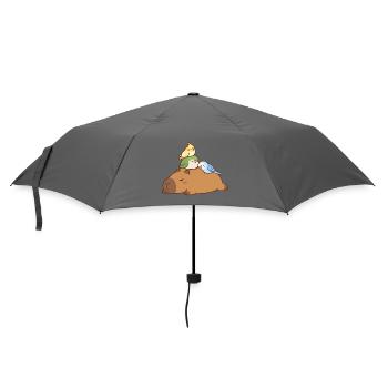 Niedliche Kapybara und Vögel - Regenschirm (klein) - Grau - Vorne