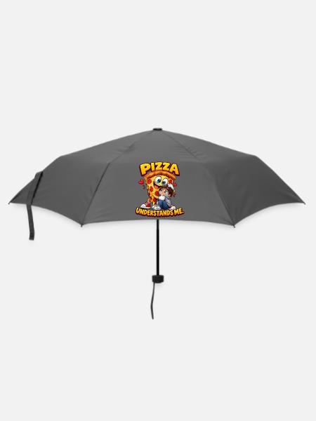 Lustige Pizza versteht mich - Regenschirm (klein) - Grau