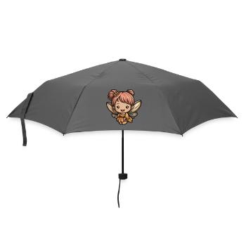 Kleine Feenfreundin im Orangeton - Regenschirm (klein) - Grau - Vorne