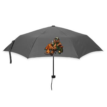 Grizzly beim Camping – Bärisches Outdoor-Abenteuer - Regenschirm (klein) - Grau - Vorne