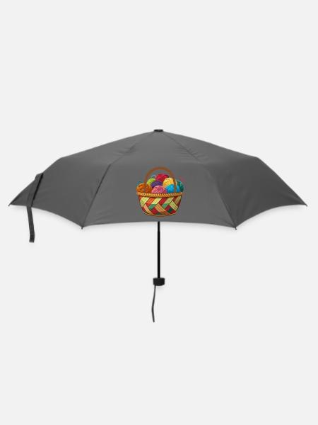 Korb mit Garnstricken Häkeln - Regenschirm (klein) - Grau