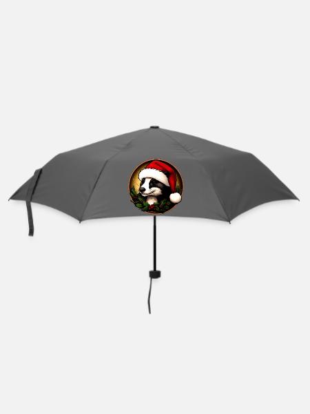 Dachse Weihnachten / Weihnachtsmann Marder - Regenschirm (klein) - Grau