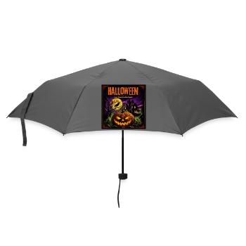 Halloween Comic Kürbisnacht Spukhaus Kürbis Rabe - Regenschirm (klein) - Grau - Vorne