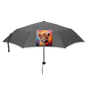Löwenbaby – buntes Tiermotiv - Regenschirm (klein) - Grau - Vorne