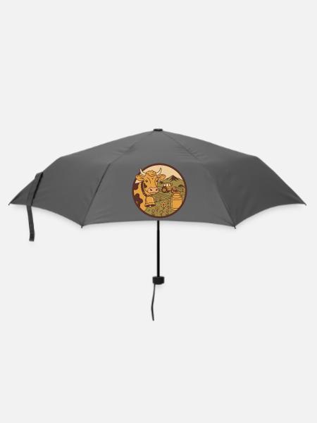 Wappen Kuh – personalisierbar - Regenschirm (klein) - Grau
