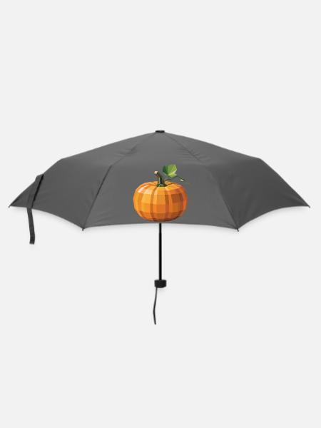 Kürbis - Cooles Low Poly Logo - Regenschirm (klein) - Grau