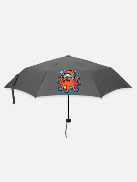 TaucherOctopus Fröhlicher Tintenfisch - Regenschirm (klein) - Grau