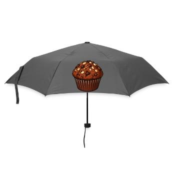 Schoko Muffin Mit Nussstückchen - Regenschirm (klein) - Grau - Vorne