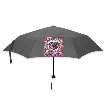 Auffällige rosa Herzen - Regenschirm (klein) - Grau - Vorne