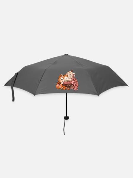 Katzenkuschelzeit: Bücher Tee Wärme - Regenschirm (klein) - Grau