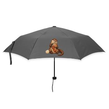 Otter stopft einen Wollsocken - Regenschirm (klein) - Grau - Vorne