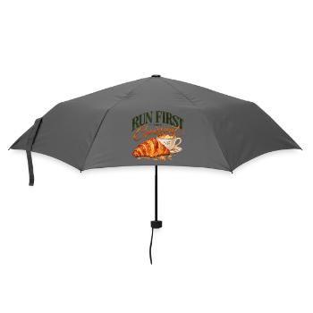 Zuerst laufen, später Croissant – Running & Coffee Club - Regenschirm (klein) - Grau - Vorne
