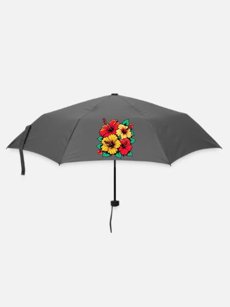 Hibiskusblüten - Regenschirm (klein) - Grau