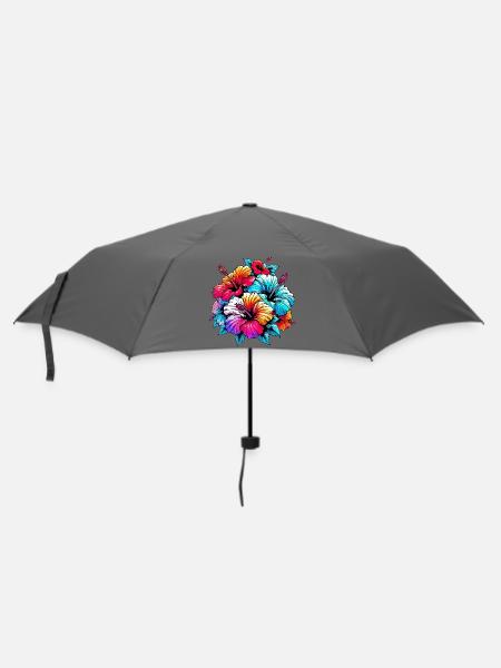 Hibiskusblüten - Regenschirm (klein) - Grau