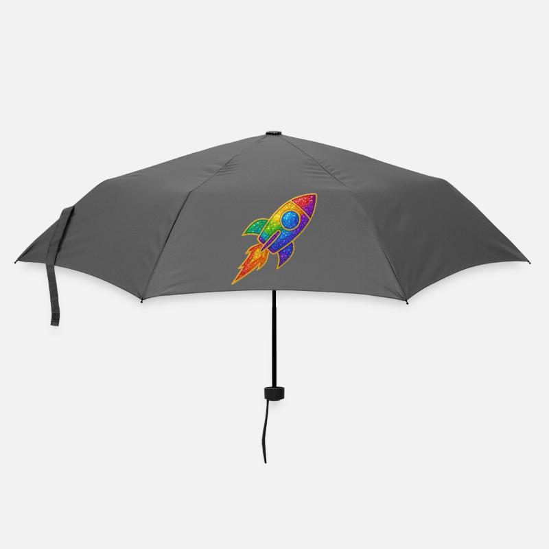 Regenbogen Rakete Glitzer Design - Regenschirm (klein) - Grau