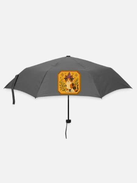 Calico-Hexenkatze mit Sternenhut - Regenschirm (klein) - Grau