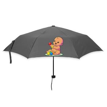 Cheerful Baby with Colorful Balls - Umbrella (small) - grey - Front