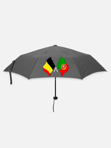 Flagge Belgien, Flagge Portugal - Regenschirm (klein) - Grau